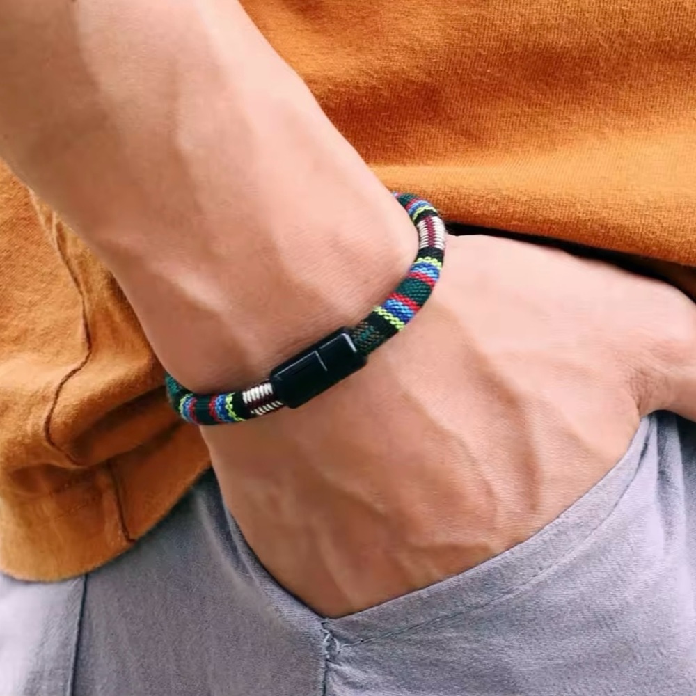Mens Bohemian Rope Bracelet 7.65 “